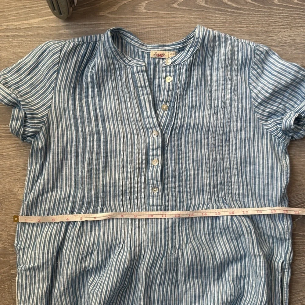 Faherty Gemina Blue Striped Linen Mini Dress XS